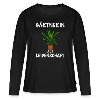 Gärtnerin aus Leidenschaft Topf Pflanze - Frauen Premium Bio Langarmshirt - Schwarz - Vorne - Julia (174cm)
