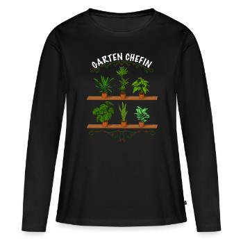 Garten Chefin lustiges Garten - Frauen Premium Bio Langarmshirt - Schwarz - Vorne - Julia (174cm)