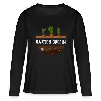 Garten Chefin lustiges Garten - Frauen Premium Bio Langarmshirt - Schwarz - Vorne - Julia (174cm)