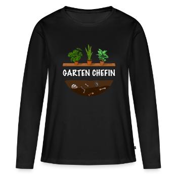 Garten Chefin lustiges Garten - Frauen Premium Bio Langarmshirt - Schwarz - Vorne - Julia (174cm)