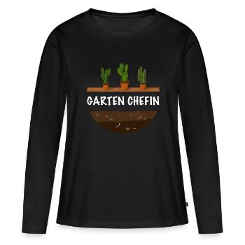 Garten Chefin lustiges Garten - Frauen Premium Bio Langarmshirt - Schwarz - Vorne - Julia (174cm)