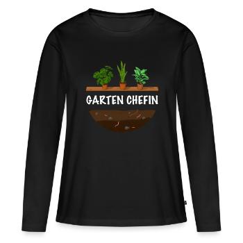 Garten Chefin lustiges Garten - Frauen Premium Bio Langarmshirt - Schwarz - Vorne - Julia (174cm)