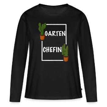 Garten Chefin lustiges Frauen Garten Outfit - Frauen Premium Bio Langarmshirt - Schwarz - Vorne - Julia (174cm)