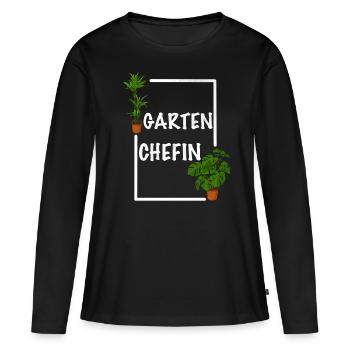 Garten Chefin lustiges Frauen Garten Outfit - Frauen Premium Bio Langarmshirt - Schwarz - Vorne - Julia (174cm)