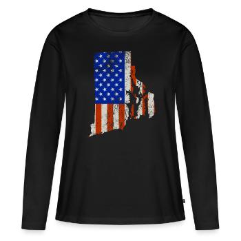 Rhode Island Home Usa drapeau cadeau - T-shirt manches longues Premium bio Femme - noir - Devant - Julia (174cm)