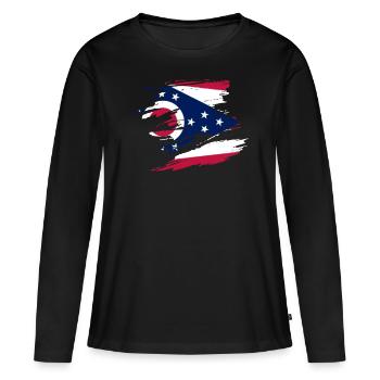 Ohio Travels Cadeau - T-shirt manches longues Premium bio Femme - noir - Devant - Julia (174cm)