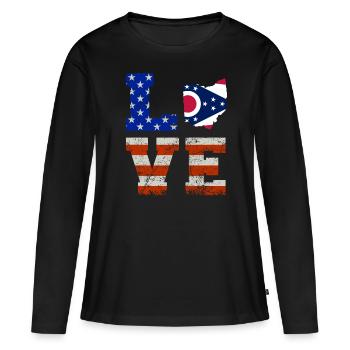 Cadeau d’un résident de l’Ohio - T-shirt manches longues Premium bio Femme - noir - Devant - Julia (174cm)