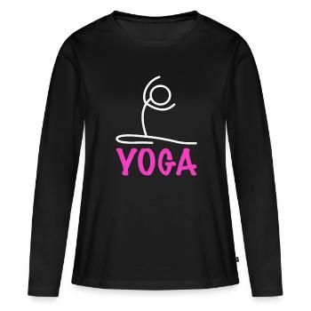 Yoga Figure - T-shirt manches longues Premium bio Femme - noir - Devant - Julia (174cm)