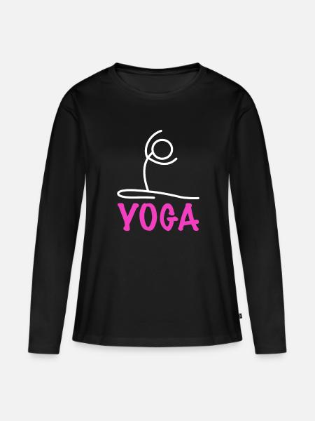 Yoga Figur - Frauen Premium Bio Langarmshirt - Schwarz