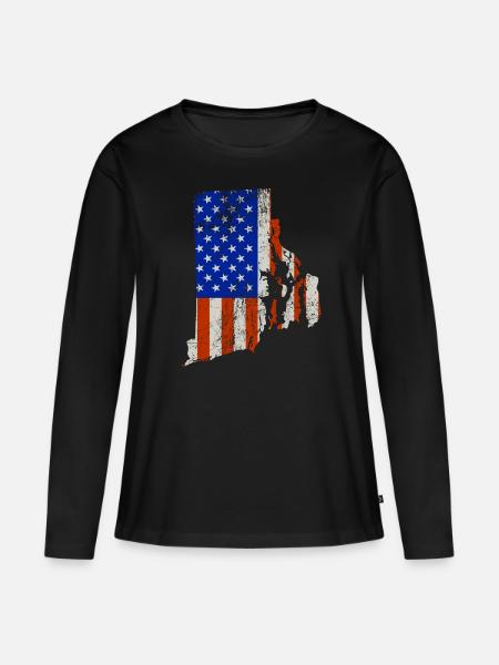 Rhode Island Home Usa flaggen geschenk - Frauen Premium Bio Langarmshirt - Schwarz