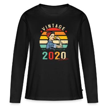 2020 Vintage Limited Edition Damengeschenk - Frauen Premium Bio Langarmshirt - Schwarz - Vorne - Julia (174cm)