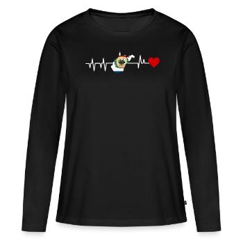 West Virginia herzschlag geschenk - Frauen Premium Bio Langarmshirt - Schwarz - Vorne - Julia (174cm)