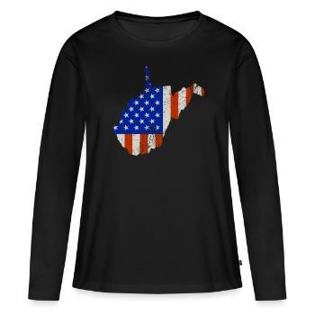 West Virginia Home Usa flaggen geschenk - Frauen Premium Bio Langarmshirt - Schwarz - Vorne - Julia (174cm)