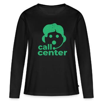 Call Center Telefonist Telefondienst Telefonlabor - Frauen Premium Bio Langarmshirt - Schwarz - Vorne - Julia (174cm)