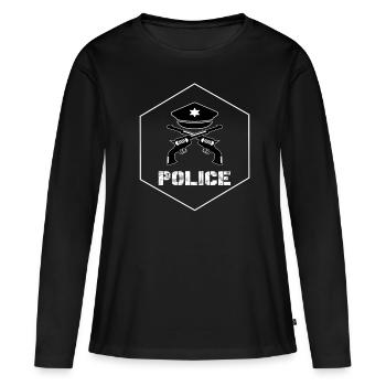 Policier De police Pouvoir d’État PoliceWoman - T-shirt manches longues Premium bio Femme - noir - Devant - Julia (174cm)