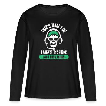Call Center Telefonist Telefondienst Telefonlabor - Frauen Premium Bio Langarmshirt - Schwarz - Vorne - Julia (174cm)
