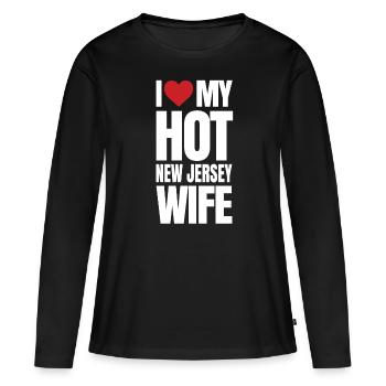 Cadeau de femme du New Jersey - T-shirt manches longues Premium bio Femme - noir - Devant - Julia (174cm)