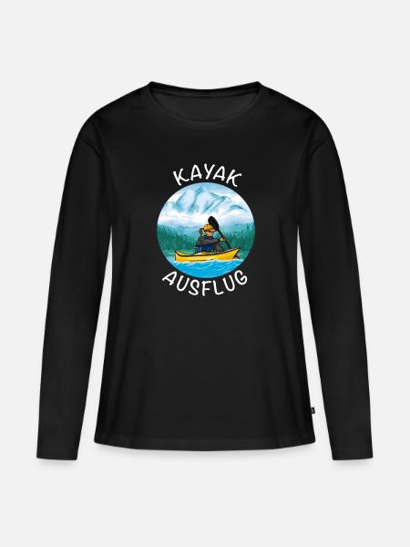 Kajak Ausflug - Frauen Premium Bio Langarmshirt - Schwarz
