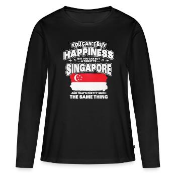 Singapour - T-shirt manches longues Premium bio Femme - noir - Devant - Julia (174cm)