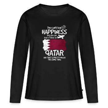 Qatar - T-shirt manches longues Premium bio Femme - noir - Devant - Julia (174cm)