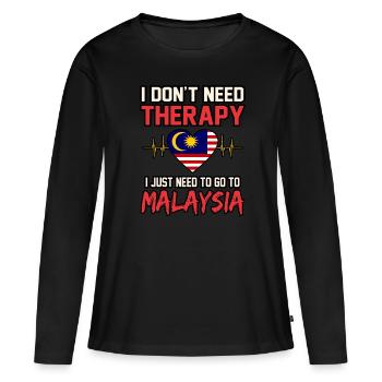 Malaysia - Frauen Premium Bio Langarmshirt - Schwarz - Vorne - Julia (174cm)
