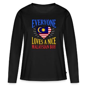 Malaysia - Frauen Premium Bio Langarmshirt - Schwarz - Vorne - Julia (174cm)