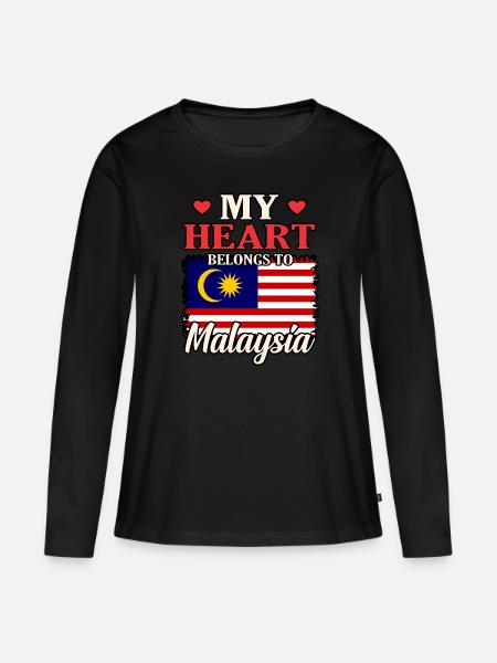 Malaysia - Frauen Premium Bio Langarmshirt - Schwarz