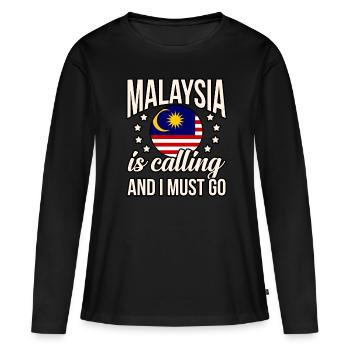 Malaysia - Frauen Premium Bio Langarmshirt - Schwarz - Vorne - Julia (174cm)