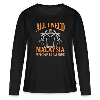 Malaysia - Frauen Premium Bio Langarmshirt - Schwarz - Vorne - Julia (174cm)