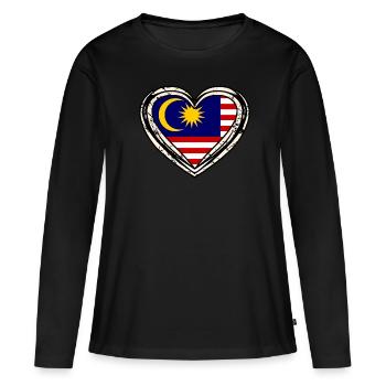 Malaysia - Frauen Premium Bio Langarmshirt - Schwarz - Vorne - Julia (174cm)