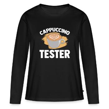 Cappuccino Tester - Frauen Premium Bio Langarmshirt - Schwarz - Vorne - Julia (174cm)