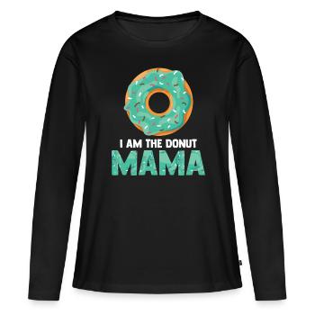 Maman donut Lover - T-shirt manches longues Premium bio Femme - noir - Devant - Julia (174cm)