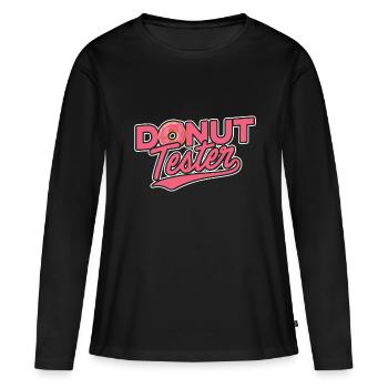 Testeur de beignets - T-shirt manches longues Premium bio Femme - noir - Devant - Julia (174cm)
