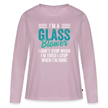Souffleur de verre - Soufflage de verre - T-shirt manches longues Premium bio Femme - rose poudré - Devant - Julia (174cm)