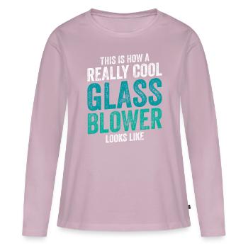 Souffleur de verre - Soufflage de verre - T-shirt manches longues Premium bio Femme - rose poudré - Devant - Julia (174cm)
