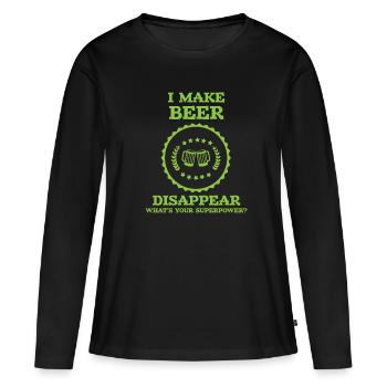 Bière Bière Bière Boire de la bière Alcohol Party - T-shirt manches longues Premium bio Femme - noir - Devant - Julia (174cm)