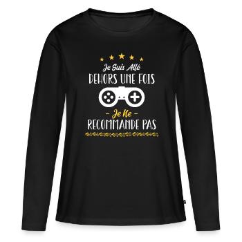 Je suis allé dehors une fois - T-shirt manches longues Premium bio Femme - noir - Devant - Julia (174cm)