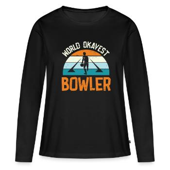Bowling Bowlingkugel Bowlingbahn Strike - Frauen Premium Bio Langarmshirt - Schwarz - Vorne - Julia (174cm)