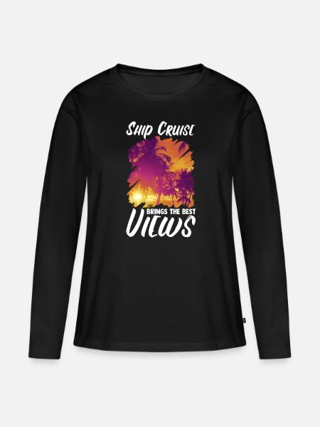 Cruising Vacation - Cruise Ship - Frauen Premium Bio Langarmshirt - Schwarz