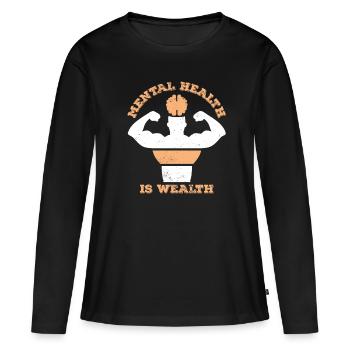 Yoga de méditation auto-guérisseur - T-shirt manches longues Premium bio Femme - noir - Devant - Julia (174cm)
