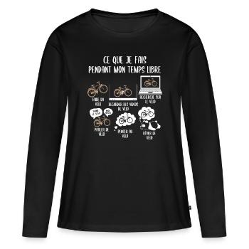 Mon temps de mon temps libre Vélo - T-shirt manches longues Premium bio Femme - noir - Devant - Julia (174cm)