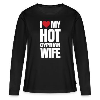 Chypre - T-shirt manches longues Premium bio Femme - noir - Devant - Julia (174cm)