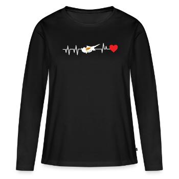 Chypre - T-shirt manches longues Premium bio Femme - noir - Devant - Julia (174cm)