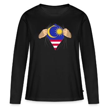 Malaysia - Frauen Premium Bio Langarmshirt - Schwarz - Vorne - Julia (174cm)