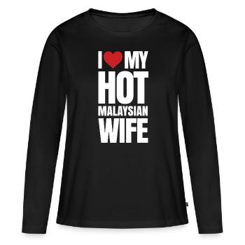 Malaysia - Frauen Premium Bio Langarmshirt - Schwarz - Vorne - Julia (174cm)