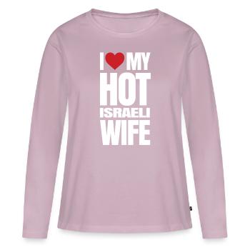 Israël - T-shirt manches longues Premium bio Femme - rose poudré - Devant - Julia (174cm)