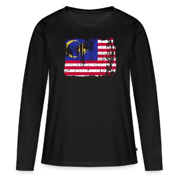 Malaysia - Frauen Premium Bio Langarmshirt - Schwarz - Vorne - Julia (174cm)