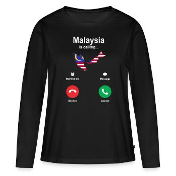 Malaysia - Frauen Premium Bio Langarmshirt - Schwarz - Vorne - Julia (174cm)