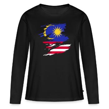 Malaysia - Frauen Premium Bio Langarmshirt - Schwarz - Vorne - Julia (174cm)