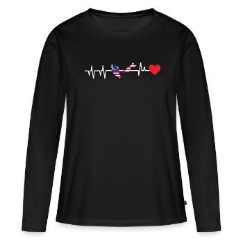 Malaysia - Frauen Premium Bio Langarmshirt - Schwarz - Vorne - Julia (174cm)